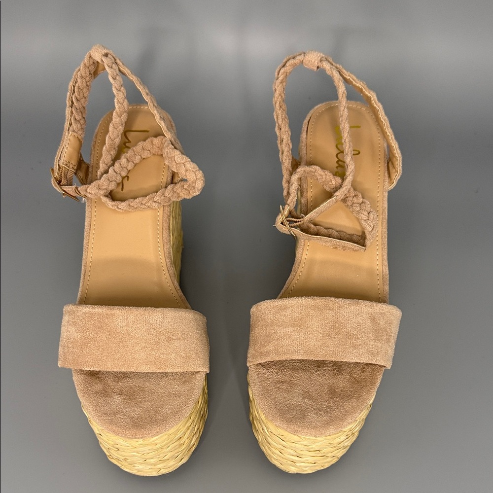 Lulus | Sz 7.5 Braided Espadrille Platform Wedge Sandals